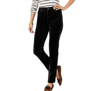 Talbots Womens Black Corduroy Straight Five Pocket Zip & Button Pant Size 8P